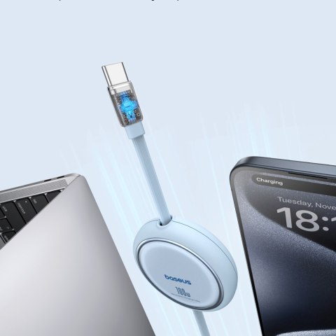 Kabel przewód wysuwany zwijany USB-C 100W Free2Draw Mini 1m niebieski Kabel przewód wysuwany zwijany USB-C 100W Free2Draw Mini 1m niebieski
