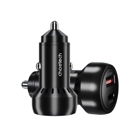 Ładowarka samochodowa USB-C USB-A PD 60W z podświetleniem LED czarna Ładowarka samochodowa USB-C USB-A PD 60W z podświetleniem LED czarna