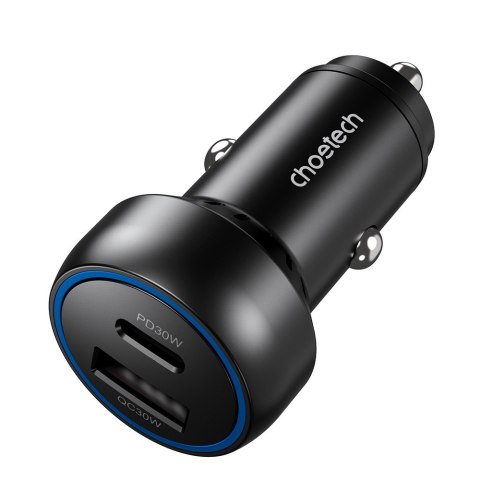 Ładowarka samochodowa USB-C USB-A PD 60W z podświetleniem LED czarna Ładowarka samochodowa USB-C USB-A PD 60W z podświetleniem LED czarna