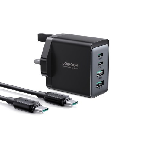 Ładowarka sieciowa GaN PD 67W 2x USB-C 2x USB-A wtyczka angielska UK czarna Ładowarka sieciowa GaN PD 67W 2x USB-C 2x USB-A wtyczka angielska UK czarna