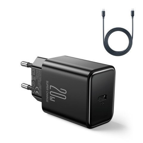 Ładowarka sieciowa USB-C PD 20W + kabel USB-C JR-TCF06 czarna Ładowarka sieciowa USB-C PD 20W + kabel USB-C JR-TCF06 czarna