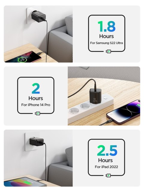 Ładowarka sieciowa USB-C PD 20W + kabel USB-C JR-TCF06 czarna Ładowarka sieciowa USB-C PD 20W + kabel USB-C JR-TCF06 czarna