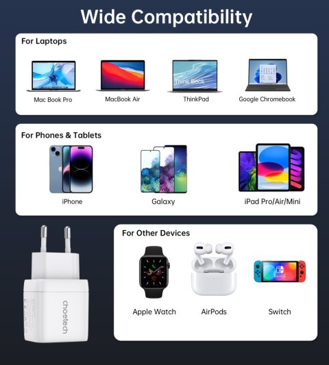 Mała mocna ładowarka sieciowa GaN 2x USB-C PD 35W z wyświetlaczem biała Mała mocna ładowarka sieciowa GaN 2x USB-C PD 35W z wyświetlaczem biała