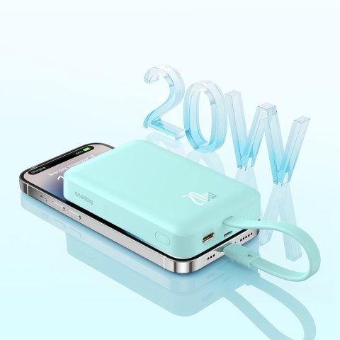 Mini Powerbank MagSafe 10000mAh 20W z kablem Lightning do iPhone 0.3m niebieski Mini Powerbank MagSafe 10000mAh 20W z kablem Lightning do iPhone 0.3m niebieski