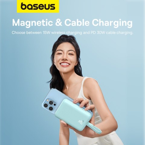 Mini Powerbank MagSafe 10000mAh 20W z kablem Lightning do iPhone 0.3m niebieski Mini Powerbank MagSafe 10000mAh 20W z kablem Lightning do iPhone 0.3m niebieski