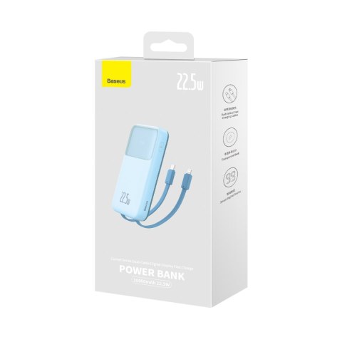 Powerbank z wyświetlaczem 10000mAh 22.5W Comet Series + kabel USB-A - USB-C 0.3m niebieski Powerbank z wyświetlaczem 10000mAh 22.5W Comet Series + kabel USB-A - USB-C 0.3m niebieski