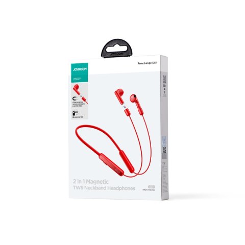 Sportowe słuchawki bezprzewodowe Bluetooth 5.3 typu NeckBand czerwone Sportowe słuchawki bezprzewodowe Bluetooth 5.3 typu NeckBand czerwone
