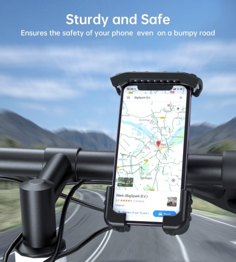 Uchwyt rowerowy motocyklowy na telefony 4.7-7'' na kierownicę czarny Uchwyt rowerowy motocyklowy na telefony 4.7-7'' na kierownicę czarny