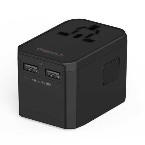 Uniwersalna ładowarka podróżna 2x USB-C 2x USB-A PD 45W wtyczki USA EU UK AU czarna Uniwersalna ładowarka podróżna 2x USB-C 2x USB-A PD 45W wtyczki USA EU UK AU czarna
