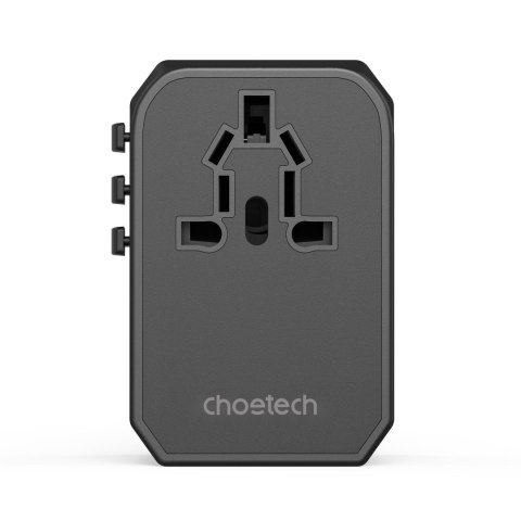 Uniwersalna ładowarka podróżna 2x USB-C 2x USB-A PD 45W wtyczki USA EU UK AU czarna Uniwersalna ładowarka podróżna 2x USB-C 2x USB-A PD 45W wtyczki USA EU UK AU czarna