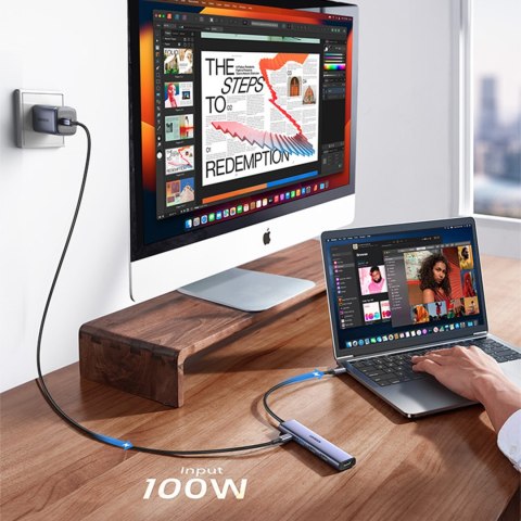 Wielofunkcyjny HUB adapter USB-A HDMI USB-C szary Wielofunkcyjny HUB adapter USB-A HDMI USB-C szary
