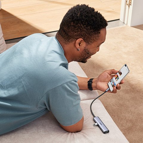 Wielofunkcyjny HUB adapter USB-A HDMI USB-C szary Wielofunkcyjny HUB adapter USB-A HDMI USB-C szary