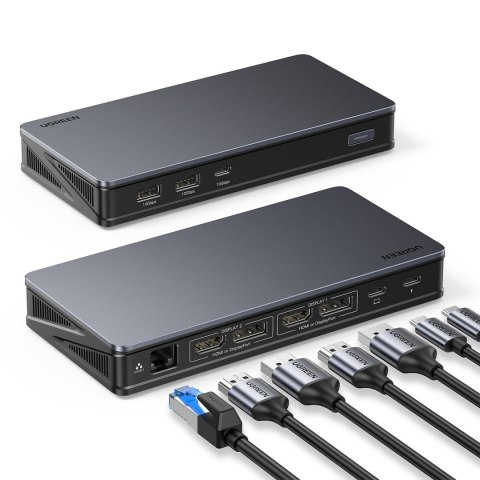 Wielofunkcyjny HUB adapter rozdzielacz ekranów HDMI DisplayPort USB-C USB-A RJ45 szary Wielofunkcyjny HUB adapter rozdzielacz ekranów HDMI DisplayPort USB-C USB-A RJ45 szary