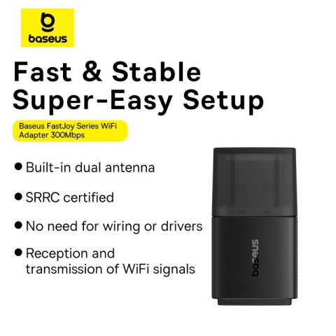 Zewnętrzna karta sieciowa USB WiFi 2.4GHz 300Mb/s czarna Zewnętrzna karta sieciowa USB WiFi 2.4GHz 300Mb/s czarna