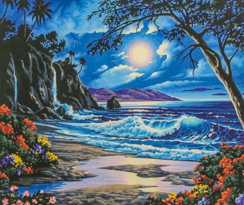 DUŻY OBRAZ MALOWANIE PO NUMERACH 40X50 PLAŻA +RAMA DUŻY OBRAZ MALOWANIE PO NUMERACH 40X50 PLAŻA +RAMA