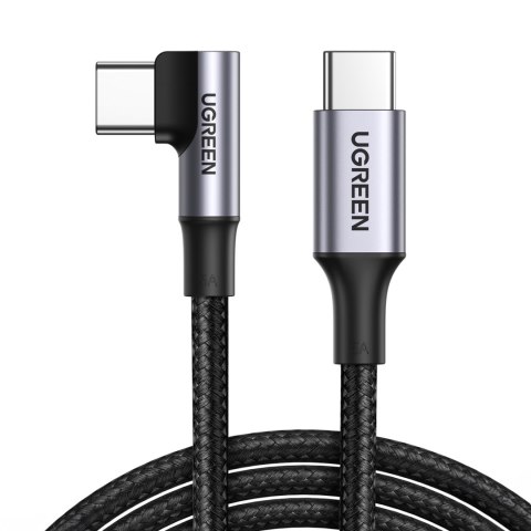 Kabel przewód kątowy USB-C w oplocie 480Mb/s 2m czarno szary Kabel przewód kątowy USB-C w oplocie 480Mb/s 2m czarno szary