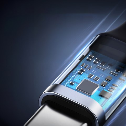Kabel przewód kątowy USB-C w oplocie 480Mb/s 2m czarno szary Kabel przewód kątowy USB-C w oplocie 480Mb/s 2m czarno szary