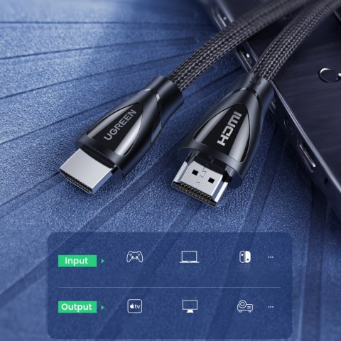 Kabel przewód w oplocie ze złączami HDMI 2.1 8K / 4K 3m czarny Kabel przewód w oplocie ze złączami HDMI 2.1 8K / 4K 3m czarny