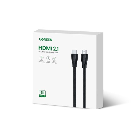 Kabel przewód w oplocie ze złączami HDMI 2.1 8K / 4K 3m czarny Kabel przewód w oplocie ze złączami HDMI 2.1 8K / 4K 3m czarny