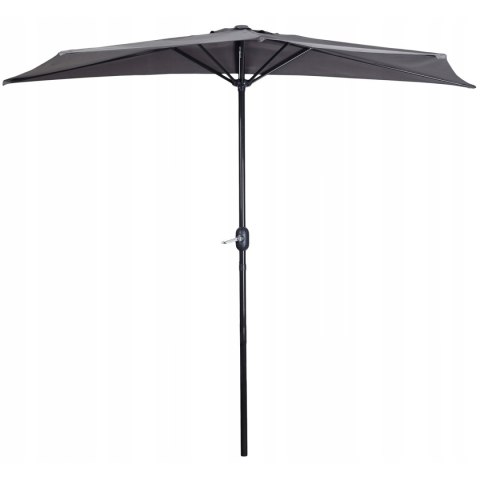Parasol ogrodowy pół-parasol ścienny na taras 2,7m szary Parasol ogrodowy pół-parasol ścienny na taras 2,7m szary