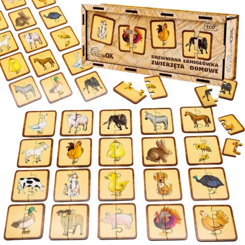 Drewniana Łamigłówka Zwierzęta Domowe Łączenie Połówek Zestaw Puzzle Drewniana Łamigłówka Zwierzęta Domowe Łączenie Połówek Zestaw Puzzle