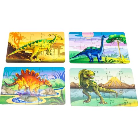 Drewniane Puzzle 4w1 Dinozaury Układanka Zestaw Prehistoria Zabawka Drewniane Puzzle 4w1 Dinozaury Układanka Zestaw Prehistoria Zabawka