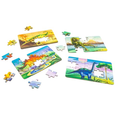 Drewniane Puzzle 4w1 Dinozaury Układanka Zestaw Prehistoria Zabawka Drewniane Puzzle 4w1 Dinozaury Układanka Zestaw Prehistoria Zabawka