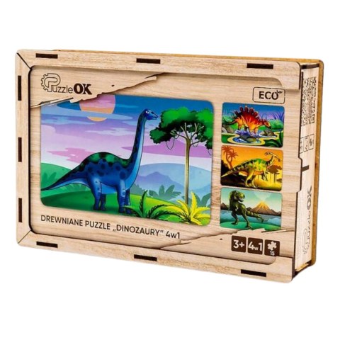 Drewniane Puzzle 4w1 Dinozaury Układanka Zestaw Prehistoria Zabawka Drewniane Puzzle 4w1 Dinozaury Układanka Zestaw Prehistoria Zabawka