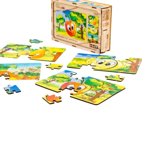 Drewniane Puzzle 4w1 Owoce Układanka Zestaw Ananas Gruszka Cytryna Jabłko Drewniane Puzzle 4w1 Owoce Układanka Zestaw Ananas Gruszka Cytryna Jabłko