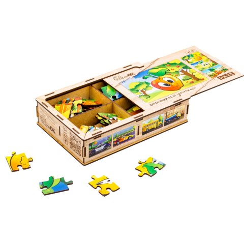 Drewniane Puzzle 4w1 Owoce Układanka Zestaw Ananas Gruszka Cytryna Jabłko Drewniane Puzzle 4w1 Owoce Układanka Zestaw Ananas Gruszka Cytryna Jabłko