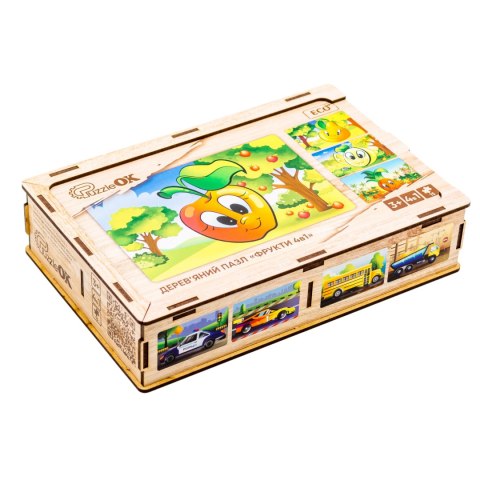 Drewniane Puzzle 4w1 Owoce Układanka Zestaw Ananas Gruszka Cytryna Jabłko Drewniane Puzzle 4w1 Owoce Układanka Zestaw Ananas Gruszka Cytryna Jabłko
