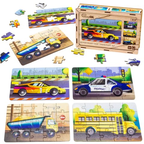 Drewniane Puzzle 4w1 Pojazdy Układanka Zestaw Środki Transportu Samochody Drewniane Puzzle 4w1 Pojazdy Układanka Zestaw Środki Transportu Samochody
