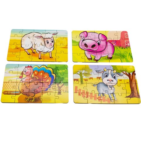 Drewniane Puzzle 4w1 Zwierzęta Na Farmie Układanka Zestaw Farma Drewniane Puzzle 4w1 Zwierzęta Na Farmie Układanka Zestaw Farma