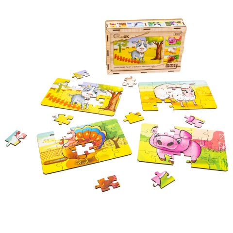 Drewniane Puzzle 4w1 Zwierzęta Na Farmie Układanka Zestaw Farma Drewniane Puzzle 4w1 Zwierzęta Na Farmie Układanka Zestaw Farma
