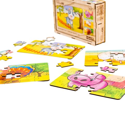 Drewniane Puzzle 4w1 Zwierzęta Na Farmie Układanka Zestaw Farma Drewniane Puzzle 4w1 Zwierzęta Na Farmie Układanka Zestaw Farma
