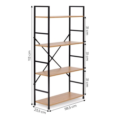 Regał drewniany szeroki 4 półki nowoczesny LOFT Regał drewniany szeroki 4 półki nowoczesny LOFT