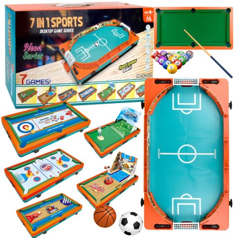 Zestaw Gier Sportowych 7w1 Wymienne Plansze Boiska Piłka Nożna Bilard Golf Zestaw Gier Sportowych 7w1 Wymienne Plansze Boiska Piłka Nożna Bilard Golf