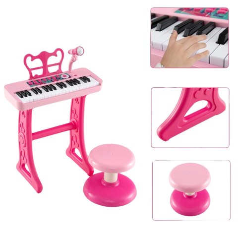 Elektroniczne Klawisze Pianino Fortepian Keyboard Mikrofon Krzesełko Elektroniczne Klawisze Pianino Fortepian Keyboard Mikrofon Krzesełko