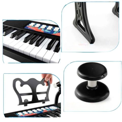 Elektroniczne Klawisze Pianino Fortepian Keyboard Mikrofon Krzesełko Elektroniczne Klawisze Pianino Fortepian Keyboard Mikrofon Krzesełko