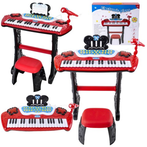 ELEKTRONICZNE PIANINO DLA DZIECI KRZESŁO MIKROFON EFEKTY ŚWIETLNE MP3 ELEKTRONICZNE PIANINO DLA DZIECI KRZESŁO MIKROFON EFEKTY ŚWIETLNE MP3