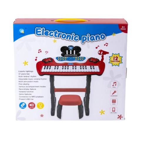 ELEKTRONICZNE PIANINO DLA DZIECI KRZESŁO MIKROFON EFEKTY ŚWIETLNE MP3 ELEKTRONICZNE PIANINO DLA DZIECI KRZESŁO MIKROFON EFEKTY ŚWIETLNE MP3