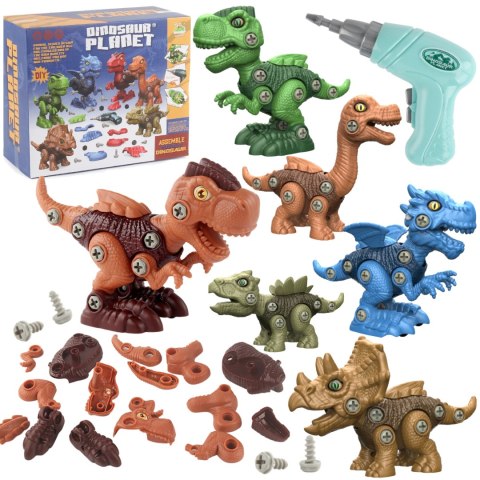 ZESTAW WALIZKA KLOCKI DINOZAURY DO SKRĘCANIA WKRĘTARKA 3 DINO FIGURKI DIY ZESTAW WALIZKA KLOCKI DINOZAURY DO SKRĘCANIA WKRĘTARKA 3 DINO FIGURKI DIY