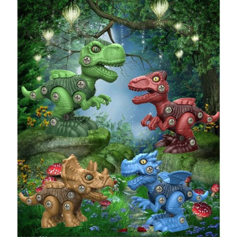 ZESTAW WALIZKA KLOCKI DINOZAURY DO SKRĘCANIA WKRĘTARKA 3 DINO FIGURKI DIY ZESTAW WALIZKA KLOCKI DINOZAURY DO SKRĘCANIA WKRĘTARKA 3 DINO FIGURKI DIY