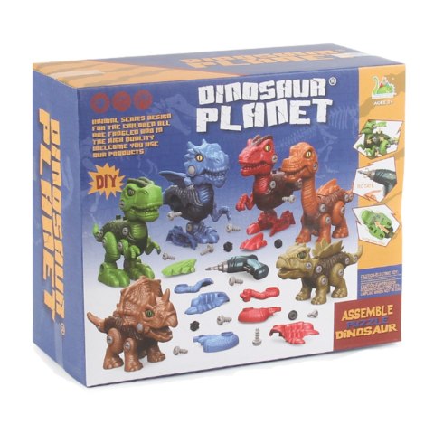 ZESTAW WALIZKA KLOCKI DINOZAURY DO SKRĘCANIA WKRĘTARKA 3 DINO FIGURKI DIY ZESTAW WALIZKA KLOCKI DINOZAURY DO SKRĘCANIA WKRĘTARKA 3 DINO FIGURKI DIY