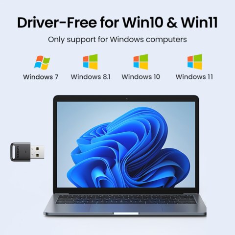 Adapter port Bluetooth 5.0 USB pod Windows 7-11 zasięg 20m czarny Adapter port Bluetooth 5.0 USB pod Windows 7-11 zasięg 20m czarny