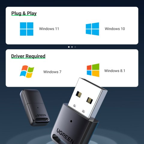 Adapter port Bluetooth 5.0 USB pod Windows 7-11 zasięg 20m czarny Adapter port Bluetooth 5.0 USB pod Windows 7-11 zasięg 20m czarny