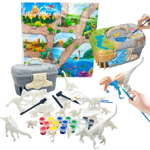 DUŻY ZESTAW DINOZAURÓW DO MALOWANIA W WALIZCE FIGURKI FARBKI MATA DINOZAUR DUŻY ZESTAW DINOZAURÓW DO MALOWANIA W WALIZCE FIGURKI FARBKI MATA DINOZAUR