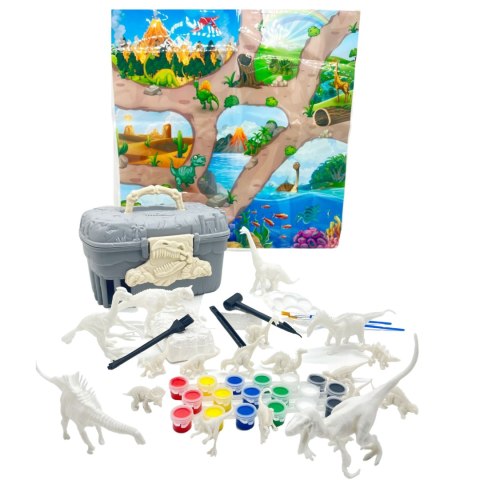 DUŻY ZESTAW DINOZAURÓW DO MALOWANIA W WALIZCE FIGURKI FARBKI MATA DINOZAUR DUŻY ZESTAW DINOZAURÓW DO MALOWANIA W WALIZCE FIGURKI FARBKI MATA DINOZAUR
