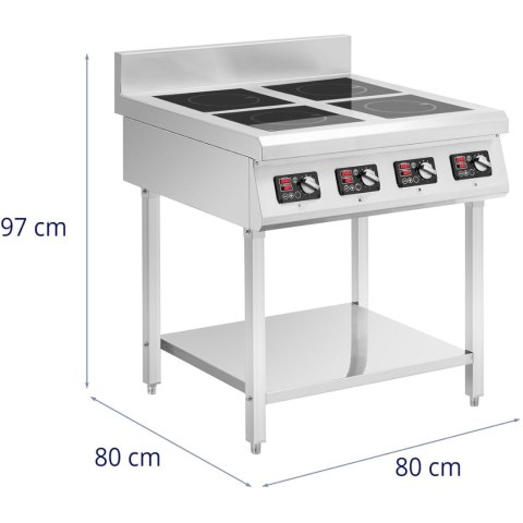 Kuchnia indukcyjna 4 palnikowa z otwartą podstawą 400 V 4 x 3500 W Kuchnia indukcyjna 4 palnikowa z otwartą podstawą 400 V 4 x 3500 W