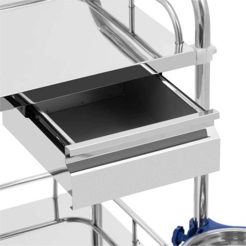 Wózek laboratoryjny zabiegowy kosmetyczny ze stali 2 półki 2 szuflady 65 x 60 x 86 cm 20 kg Wózek laboratoryjny zabiegowy kosmetyczny ze stali 2 półki 2 szuflady 65 x 60 x 86 cm 20 kg